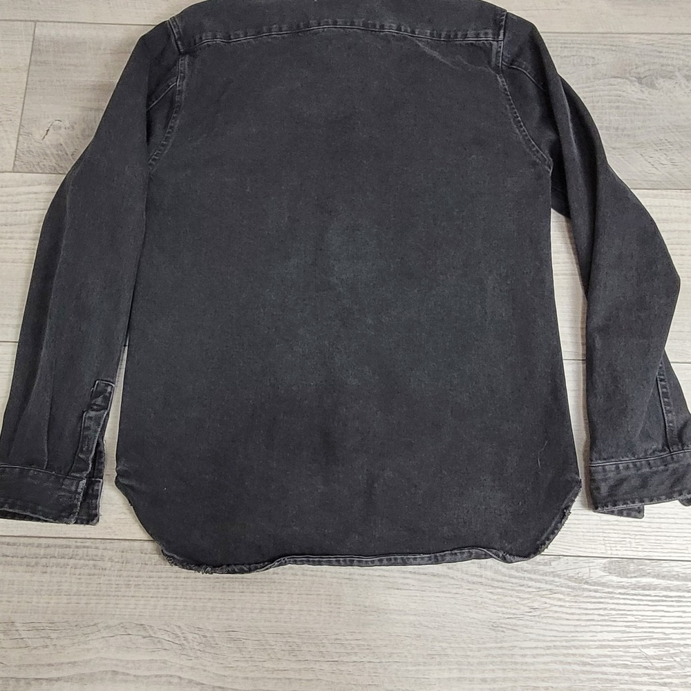 🧥IRO ROEL Shacket Men's L Denim Shirt Jacket Overshirt Black Grunge Streetwear - Picture 15 of 16